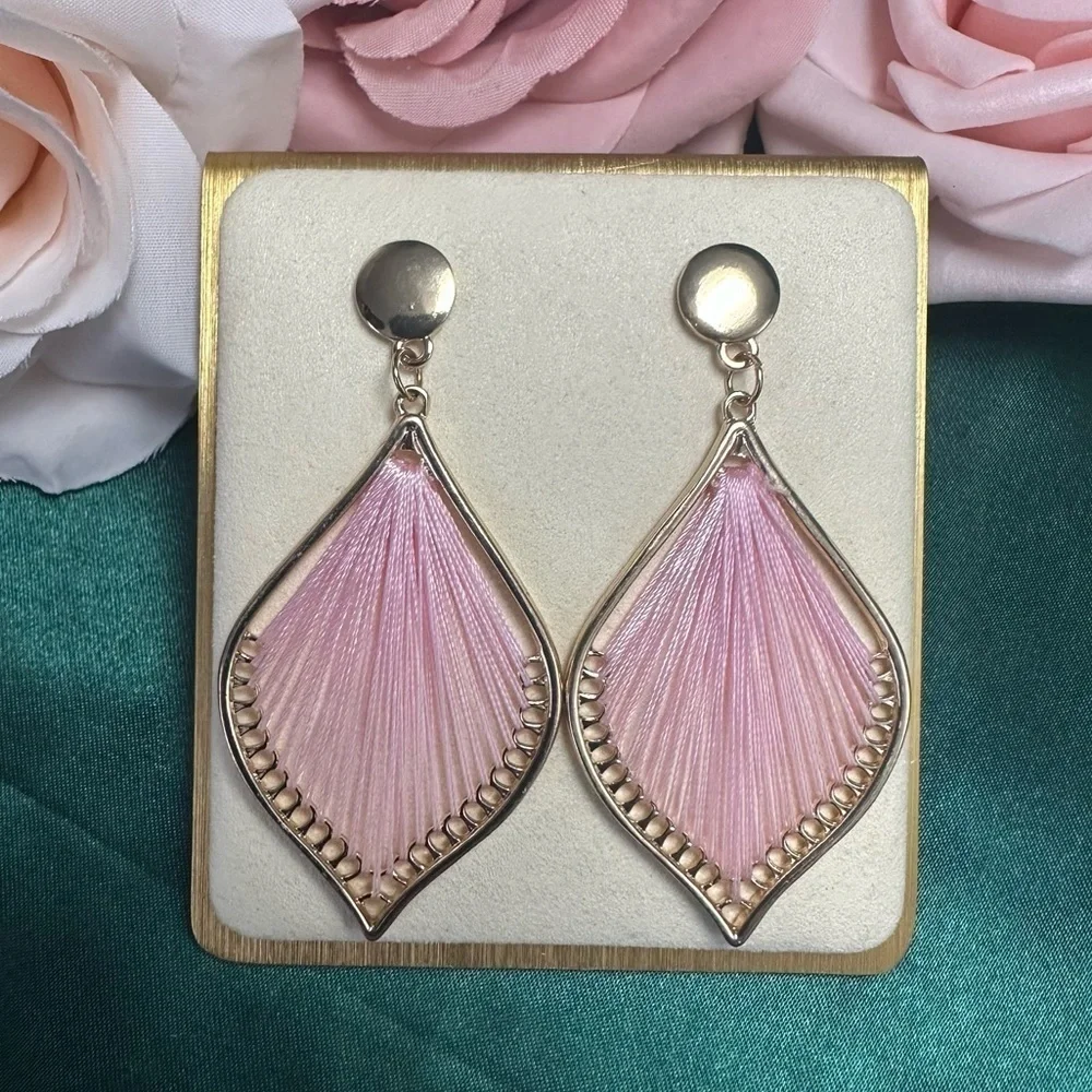 Pink Gold Boho Drop Earrings NWT | Statement Dangle Jewelry